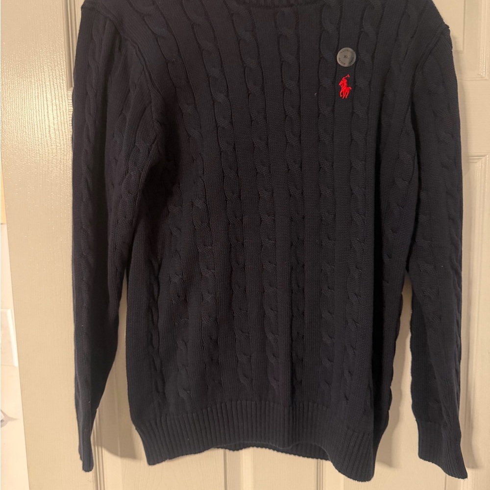 Ralph Lauren Men's Dark Blue Cable-Knit Sweater